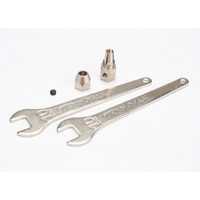 MOTOR COUPLER, COLLET STYLE / GS 4x3 (with threadlock) AND WRENCH -  TRAXXAS